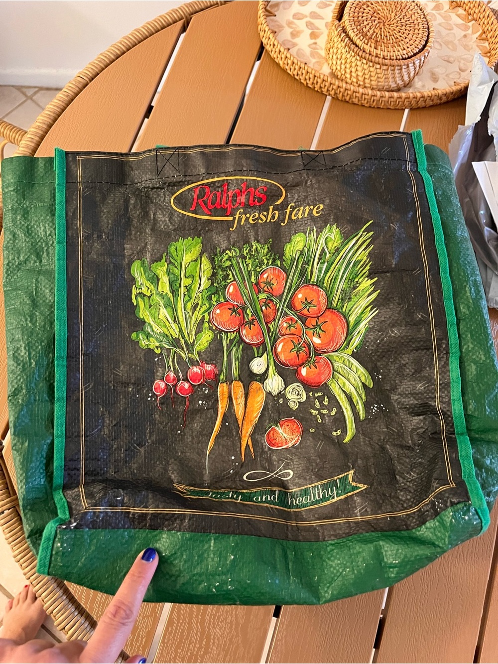 Ralphs Fresh Fare Reusable Produce Tote - Black & Green